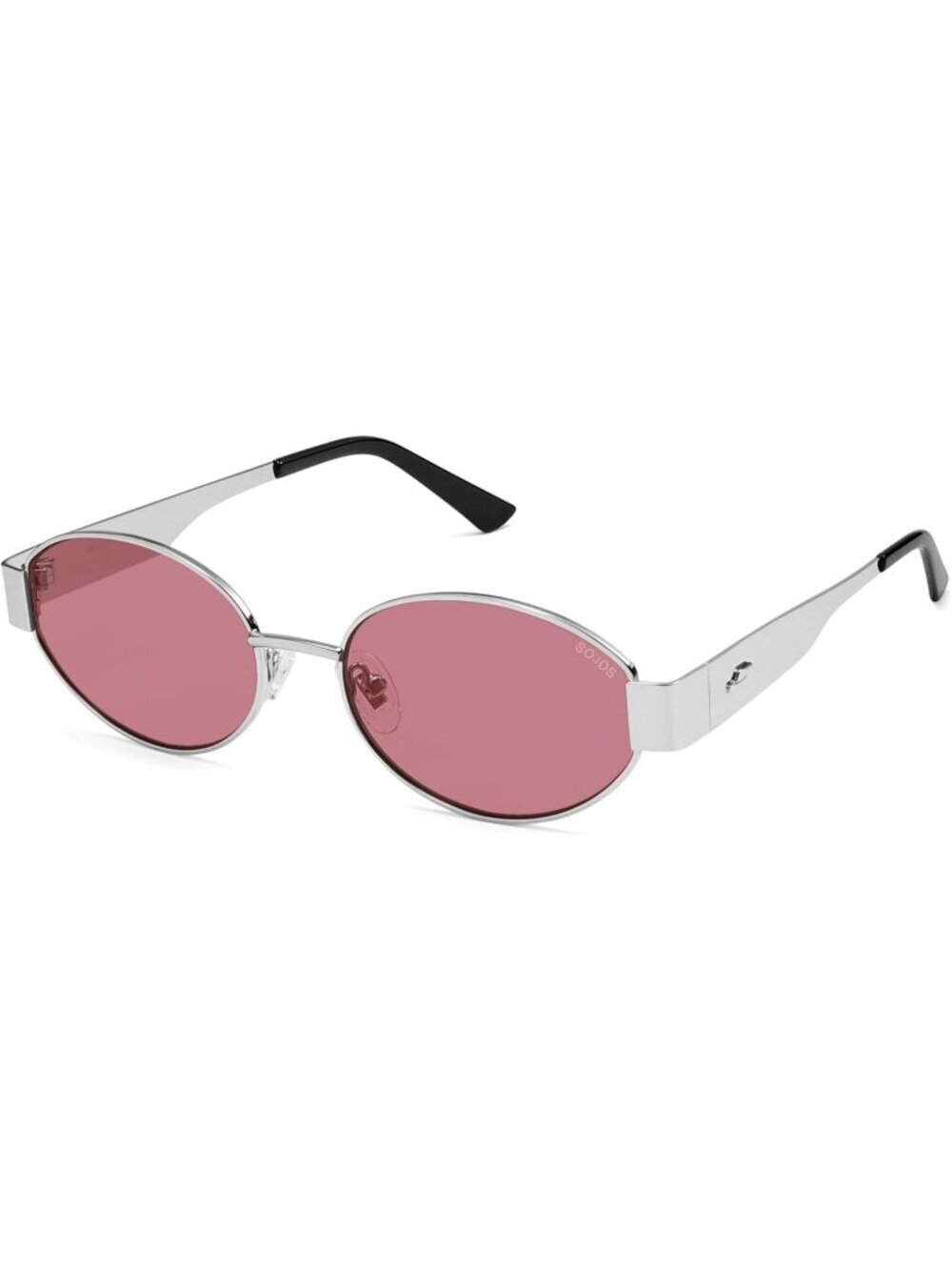 Women's Silver Purple Lens Oval Trendy Shades UV400 Protection Sunglasses